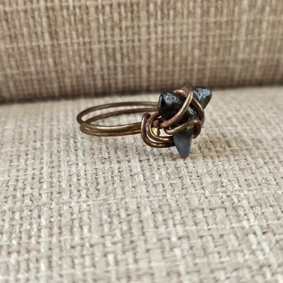 Ring Vintage Jewelry Real Stone Brown Wired Rings Size 6 unbranded - Picture 5 of 9